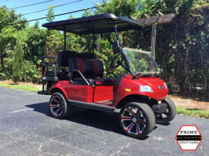Red Evolution 4 Passenger Golf Cart cabo san lucas golf cart rental, golf cart rentals